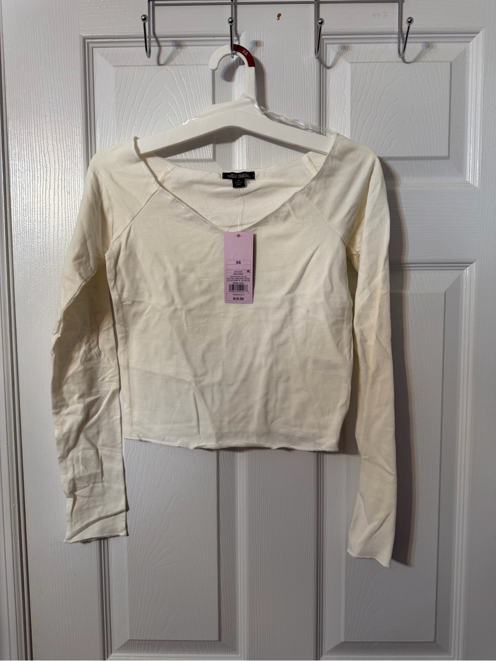 wild fable Cream Long-Sleeve Crew Top